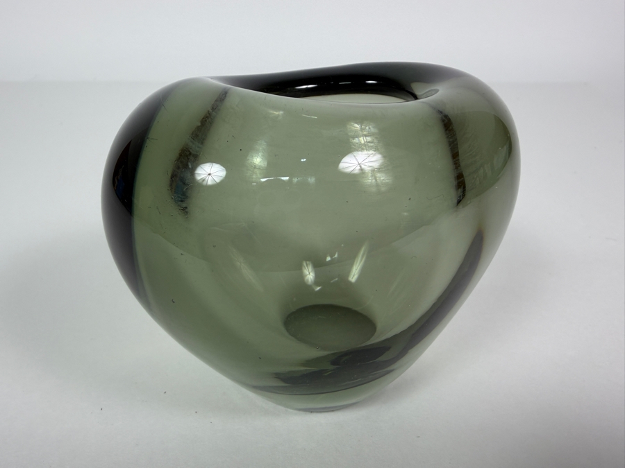 Smoky Gray Glass Vase Designed By Per Lütken For Holmegaard 3.25'H [Photo 5]