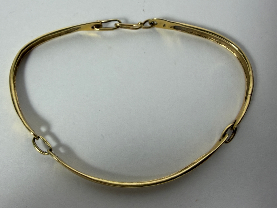 14k Gold Bangle Bracelet 3.5'H 9.5g ($810 Melt Value) [Photo 2]
