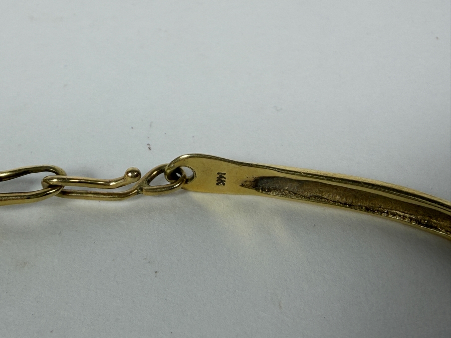 14k Gold Bangle Bracelet 3.5'H 9.5g ($810 Melt Value) [Photo 4]