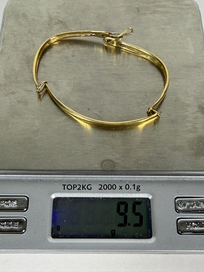 14k Gold Bangle Bracelet 3.5'H 9.5g ($810 Melt Value) [Photo 6]