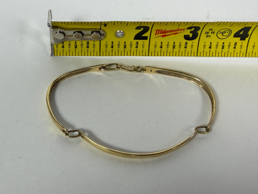 14k Gold Bangle Bracelet 3.5'H 9.5g ($810 Melt Value) [Photo 5]