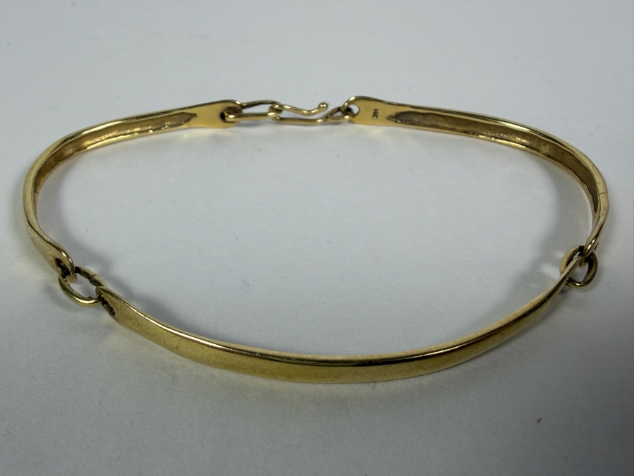 14k Gold Bangle Bracelet 3.5'H 9.5g ($810 Melt Value) [Photo 3]