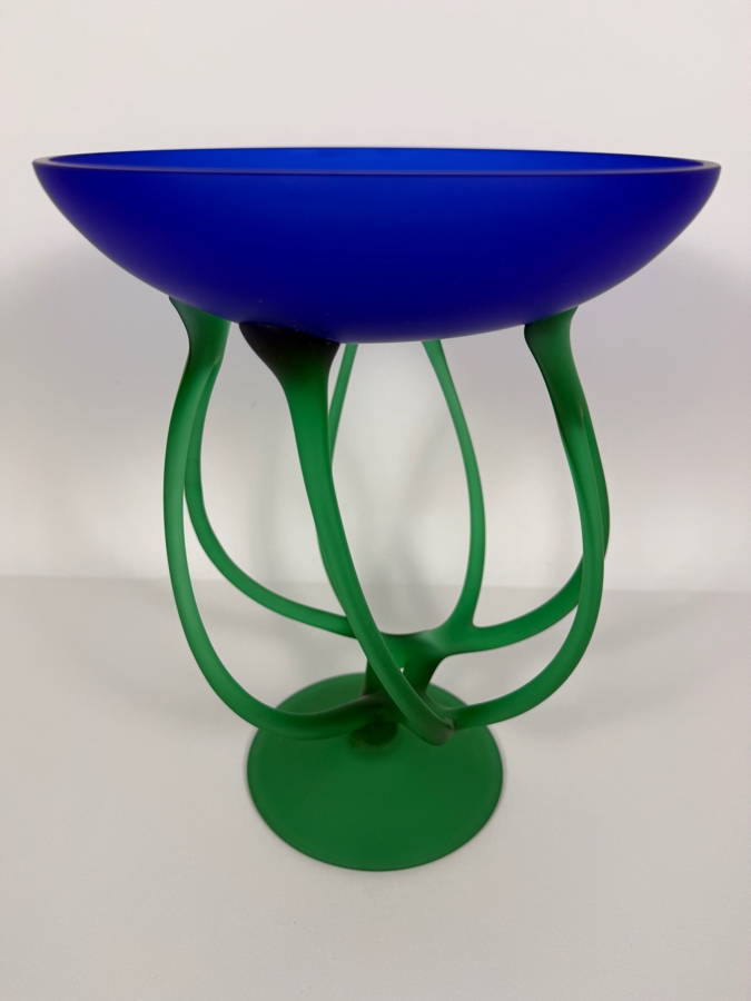 Vintage Jozefina Krosno Octopus Jellyfish Art Glass Bowl 11H [Photo 2]