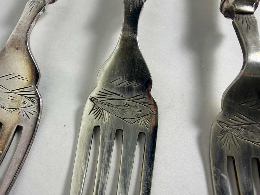 Antique TUEBBEN German Art Nouveau Fish Set [Photo 5]