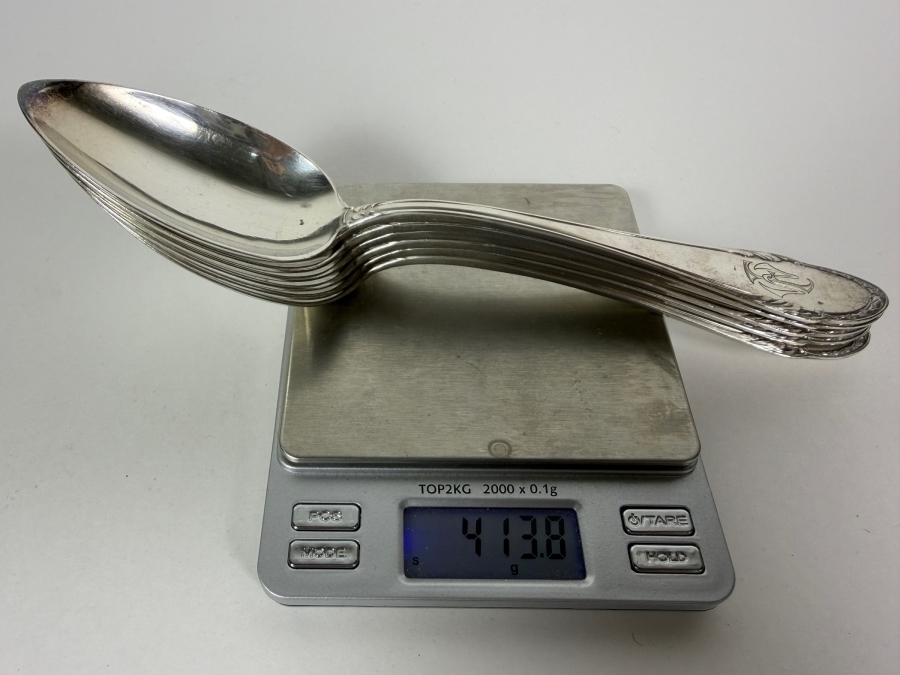 (6) .900 Silver Large 8.25' Serving Spoons 413.8g ($912 Melt Value) [Photo 8]