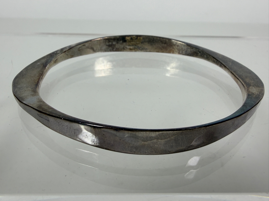 Sterling Silver Modernist Tone Vigeland Bracelet 3.25'W 26.3g  [Photo 4]