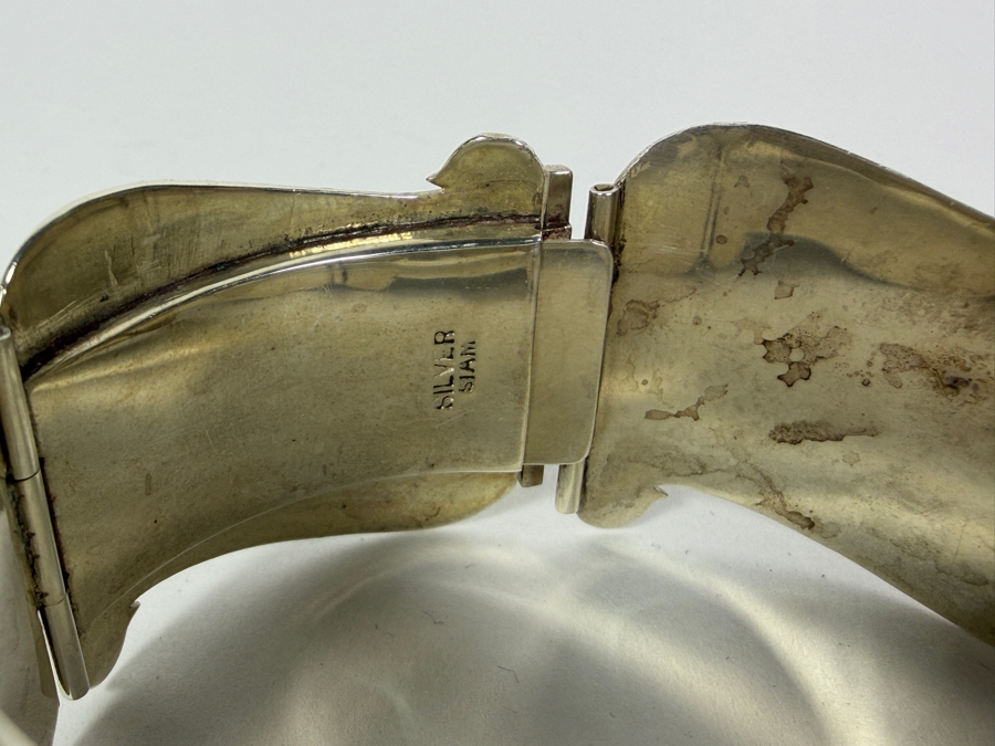 Vintage Siam Sterling Silver Nielloware Bracelet 2 3/4'W 54.4g ($123 Melt Value) [Photo 3]