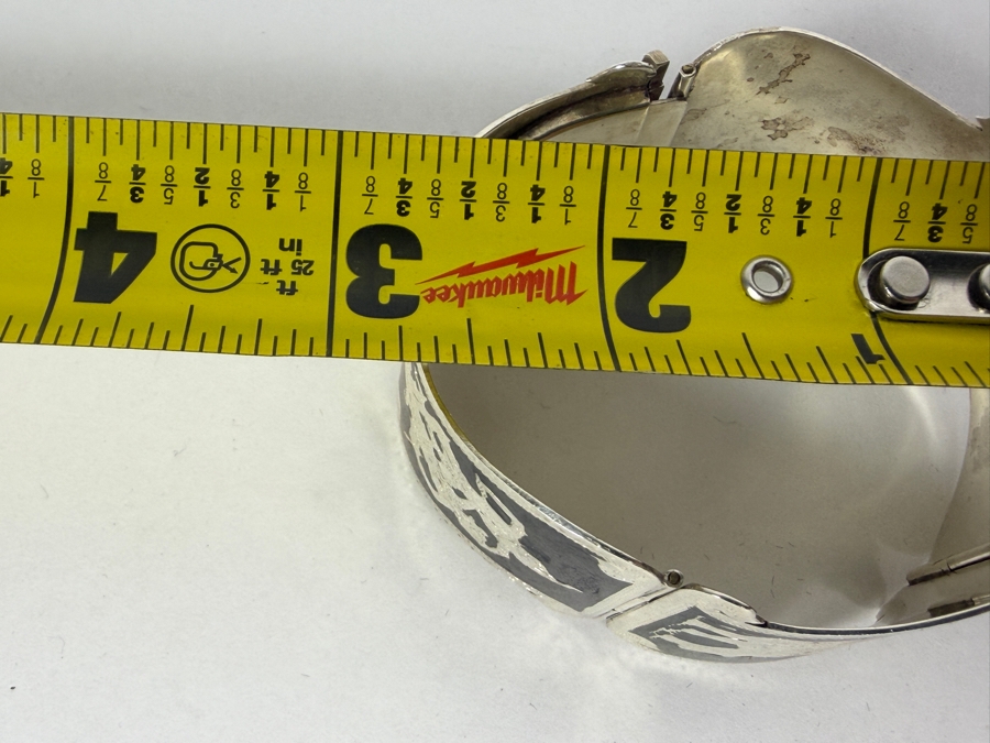 Vintage Siam Sterling Silver Nielloware Bracelet 2 3/4'W 54.4g ($123 Melt Value) [Photo 10]