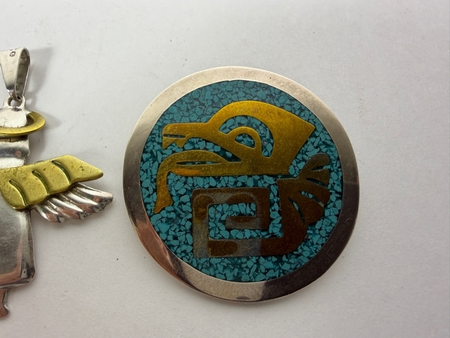 (1) Sterling Silver Pendant (M) And (2) Sterling Silver Brooches Pins 35.9g [Photo 2]