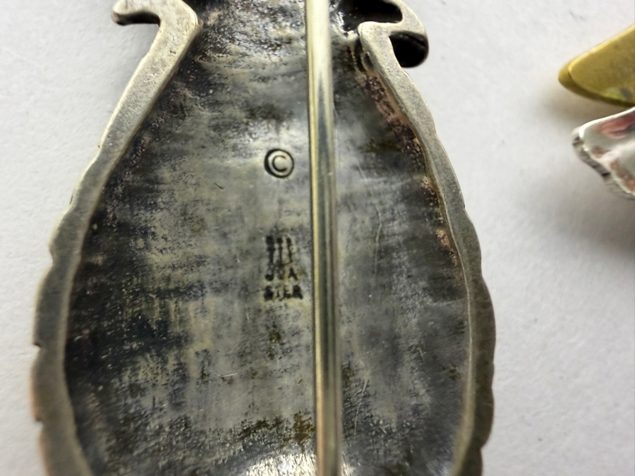 (1) Sterling Silver Pendant (M) And (2) Sterling Silver Brooches Pins 35.9g [Photo 8]