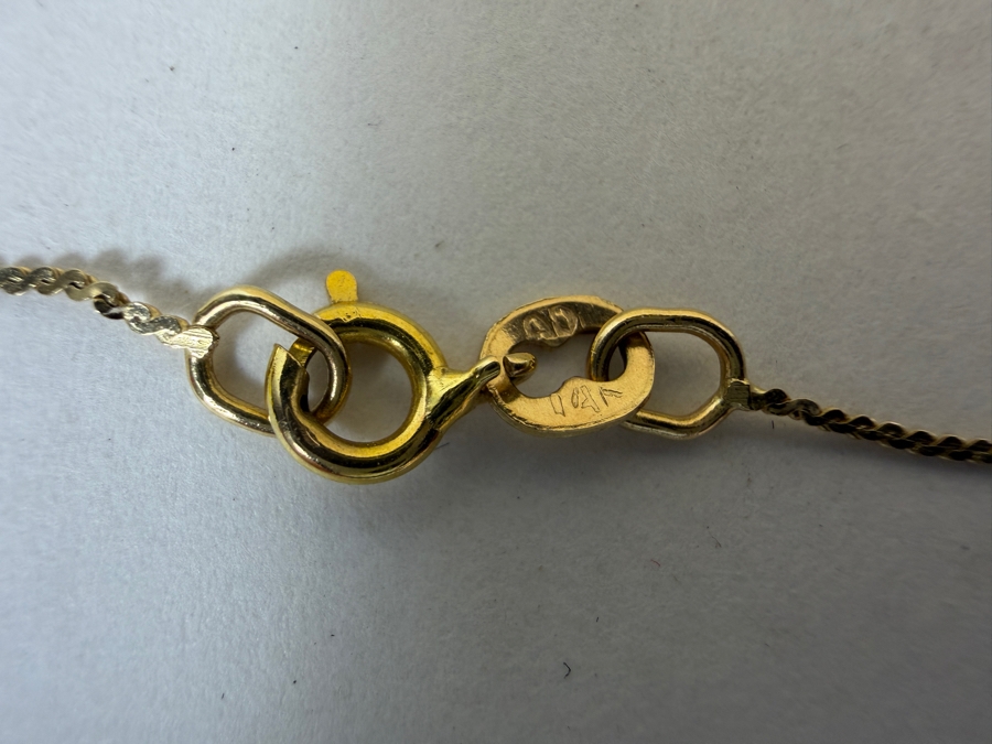 14k Gold 19' Necklace With 14k Gold Donut Chinese Character Pendant 3.1g [Photo 6]