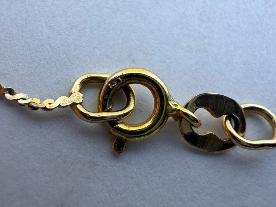 14k Gold 19' Necklace With 14k Gold Donut Chinese Character Pendant 3.1g [Photo 7]