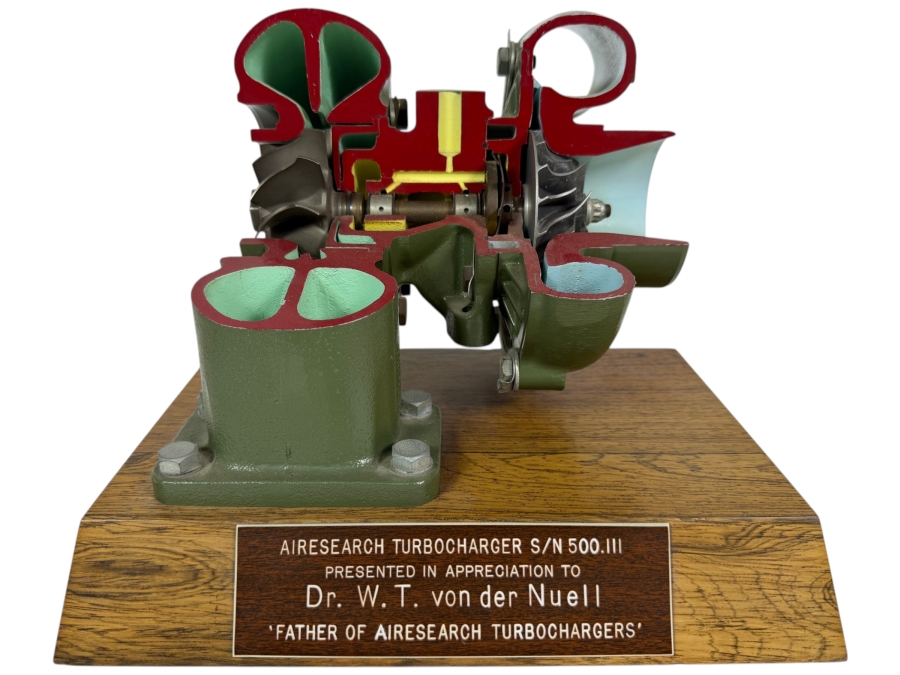 Airesearch Turbocharger Cutaway Model Presented To Dr. Werner Theodor Von Der Nuell 'Father Of Airesearch Turbochargers' - He Was The Inventor Of Variable-Geometry Turbochargers Which Now Appear In Modern Automobiles 11W X 7.5D X 8.5H