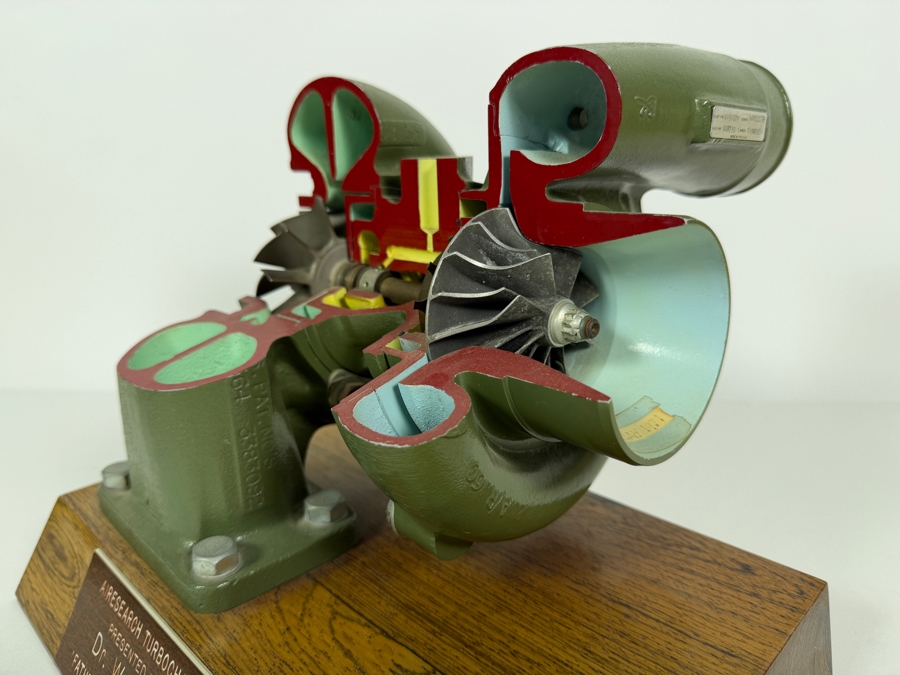 Airesearch Turbocharger Cutaway Model Presented To Dr. Werner Theodor Von Der Nuell 'Father Of Airesearch Turbochargers' - He Was The Inventor Of Variable-Geometry Turbochargers Which Now Appear In Modern Automobiles 11W X 7.5D X 8.5H [Photo 6]