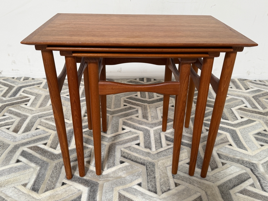 Mid-Century Modern Teak Nesting Tables Designed By Poul Hundevad For Fabian in Denmark 23W X 16D X 19H [Photo 5]