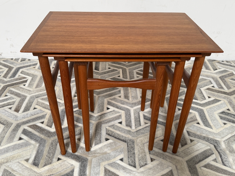 Mid-Century Modern Teak Nesting Tables Designed By Poul Hundevad For Fabian in Denmark 23W X 16D X 19H [Photo 6]
