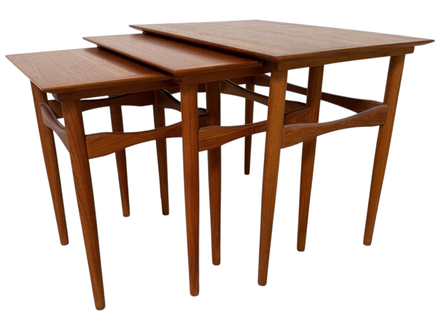 Mid-Century Modern Teak Nesting Tables Designed By Poul Hundevad For Fabian in Denmark 23W X 16D X 19H