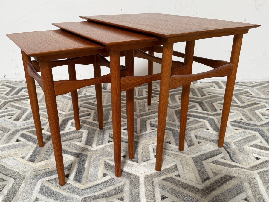 Mid-Century Modern Teak Nesting Tables Designed By Poul Hundevad For Fabian in Denmark 23W X 16D X 19H [Photo 2]