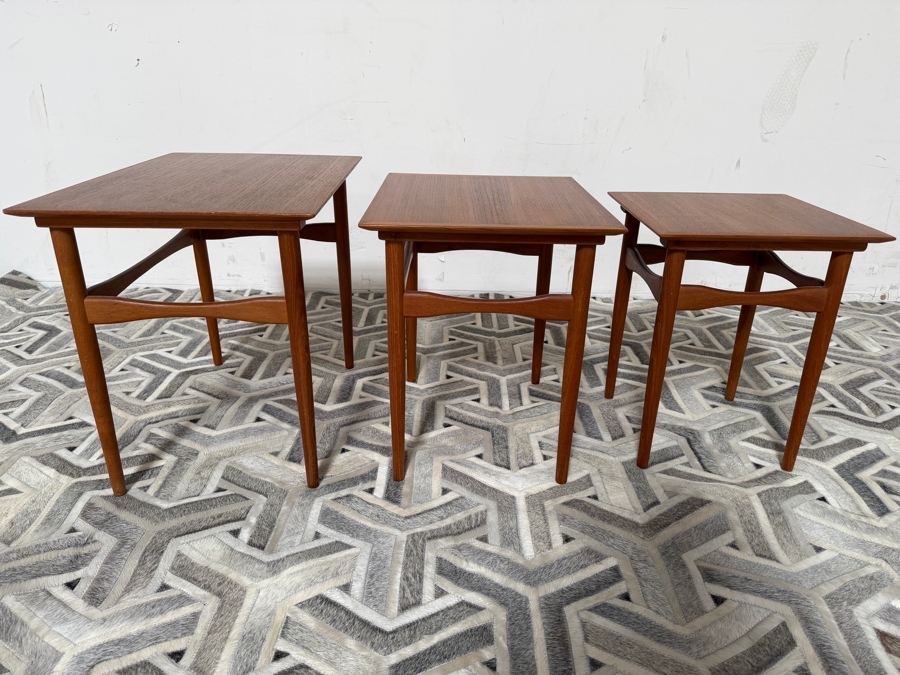 Mid-Century Modern Teak Nesting Tables Designed By Poul Hundevad For Fabian in Denmark 23W X 16D X 19H [Photo 8]