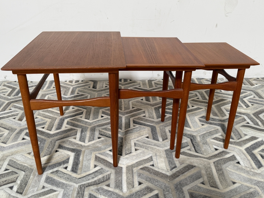 Mid-Century Modern Teak Nesting Tables Designed By Poul Hundevad For Fabian in Denmark 23W X 16D X 19H [Photo 7]