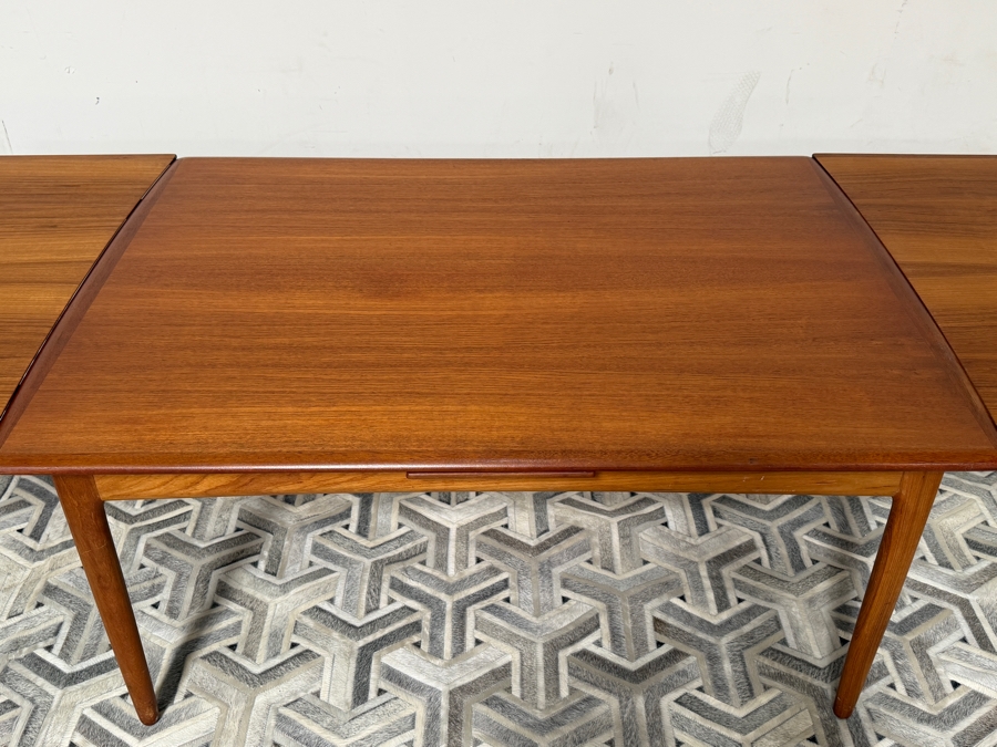 Danish Mid-Century Modern Teak Harry Ostergaard For Randers Mobelfabrik Extension Dining Table With 8 Matching Chairs - Table Measures 41W X 59L (105.5L Extended) X 29H [Photo 25]