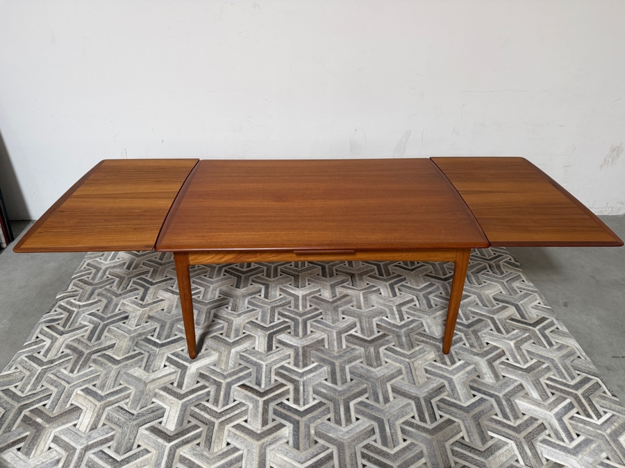 Danish Mid-Century Modern Teak Harry Ostergaard For Randers Mobelfabrik Extension Dining Table With 8 Matching Chairs - Table Measures 41W X 59L (105.5L Extended) X 29H [Photo 23]