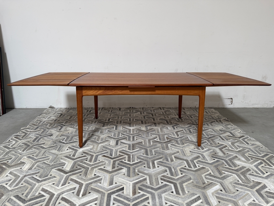 Danish Mid-Century Modern Teak Harry Ostergaard For Randers Mobelfabrik Extension Dining Table With 8 Matching Chairs - Table Measures 41W X 59L (105.5L Extended) X 29H [Photo 22]