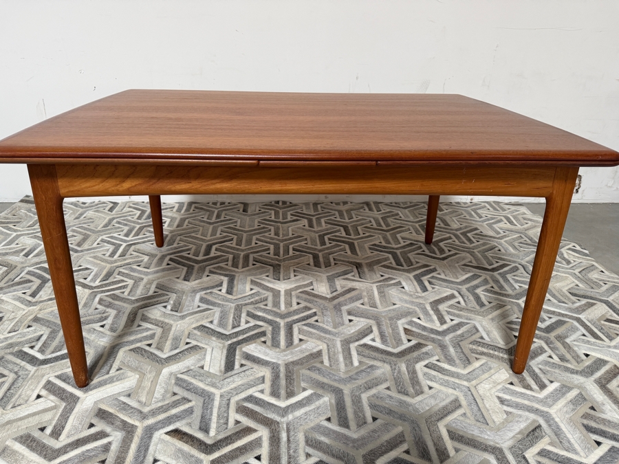 Danish Mid-Century Modern Teak Harry Ostergaard For Randers Mobelfabrik Extension Dining Table With 8 Matching Chairs - Table Measures 41W X 59L (105.5L Extended) X 29H [Photo 20]