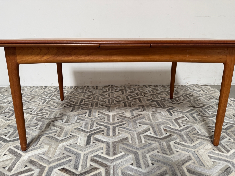 Danish Mid-Century Modern Teak Harry Ostergaard For Randers Mobelfabrik Extension Dining Table With 8 Matching Chairs - Table Measures 41W X 59L (105.5L Extended) X 29H [Photo 21]