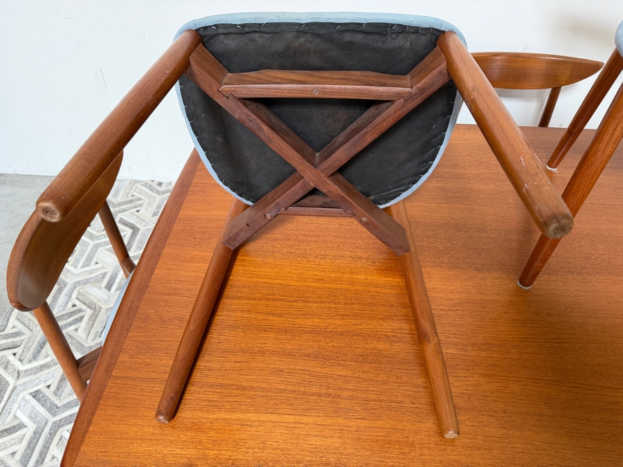 Danish Mid-Century Modern Teak Harry Ostergaard For Randers Mobelfabrik Extension Dining Table With 8 Matching Chairs - Table Measures 41W X 59L (105.5L Extended) X 29H [Photo 9]