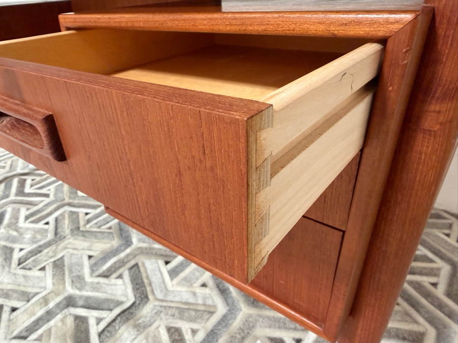 Danish Mid-Century Modern Teak Freestanding Desk By Arne Vodder For Sibast With Shelving In Back Of Desk 57W X 27.5D X 29H [Photo 6]