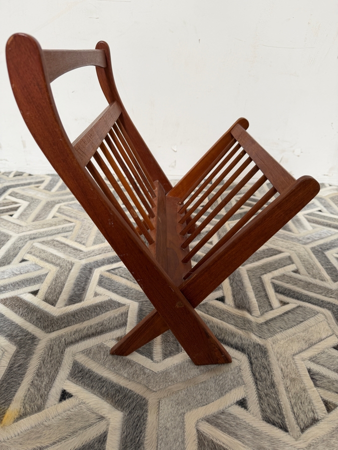 Vintage 1960s Mid-Century Modern Danish Style Teak Folding Magazine Rack 17W X 18H [Photo 5]