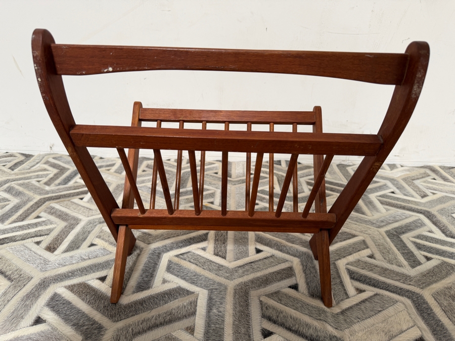 Vintage 1960s Mid-Century Modern Danish Style Teak Folding Magazine Rack 17W X 18H [Photo 6]