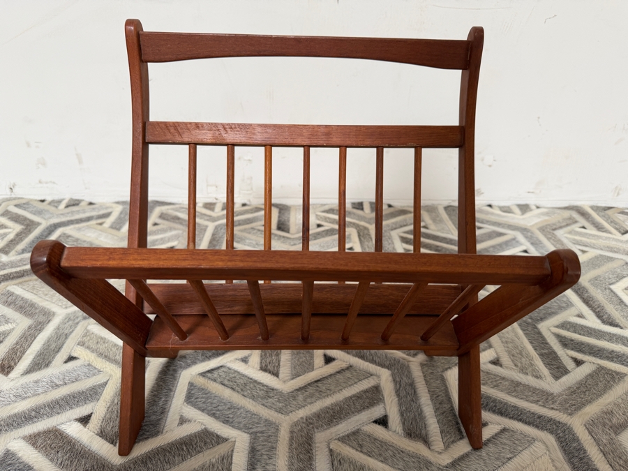 Vintage 1960s Mid-Century Modern Danish Style Teak Folding Magazine Rack 17W X 18H [Photo 3]