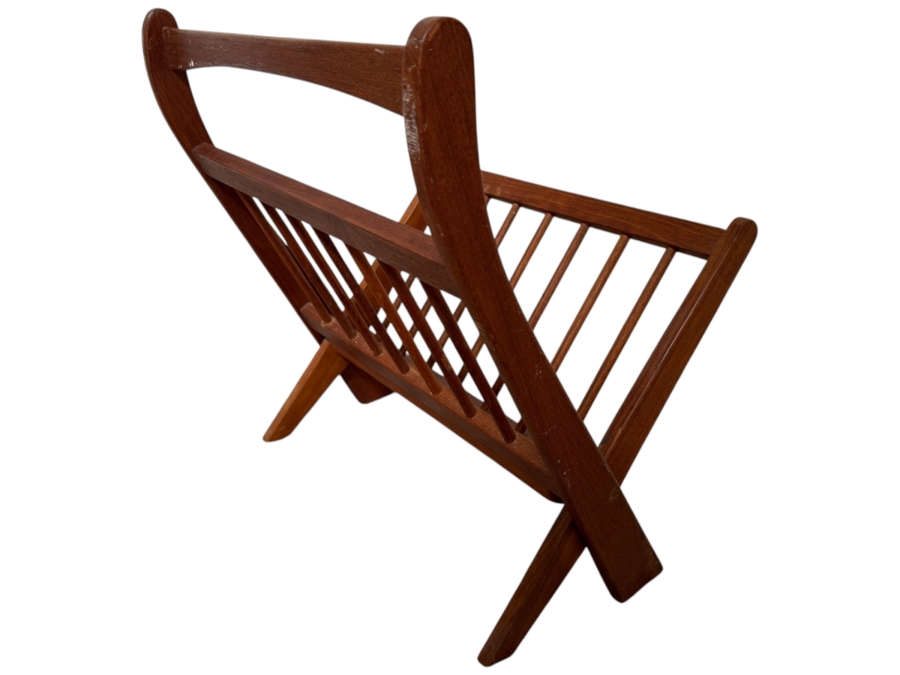 Vintage 1960s Mid-Century Modern Danish Style Teak Folding Magazine Rack 17W X 18H