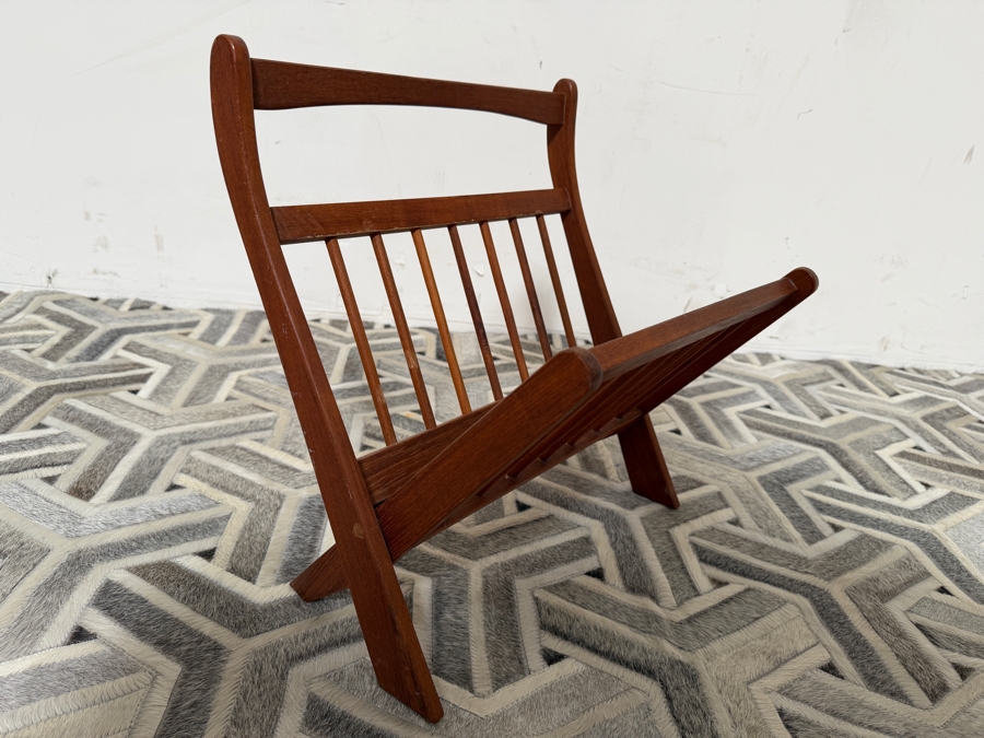 Vintage 1960s Mid-Century Modern Danish Style Teak Folding Magazine Rack 17W X 18H [Photo 4]
