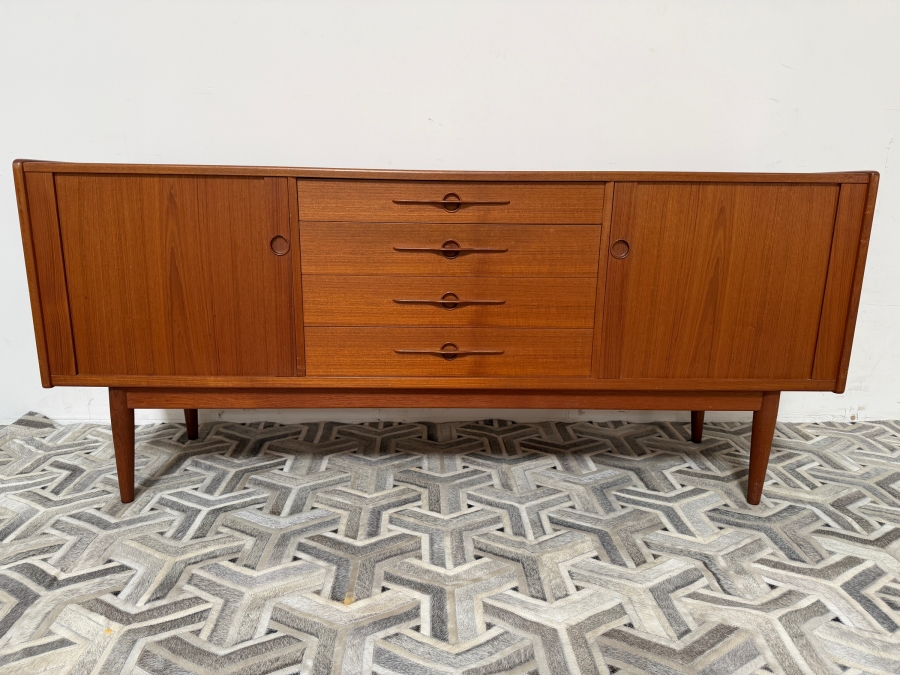 Harry Ostergaard For Randers Mobelfabrik Mid-Century Modern Teak Tambour Door Credenza 72W X 19D X 31H [Photo 2]
