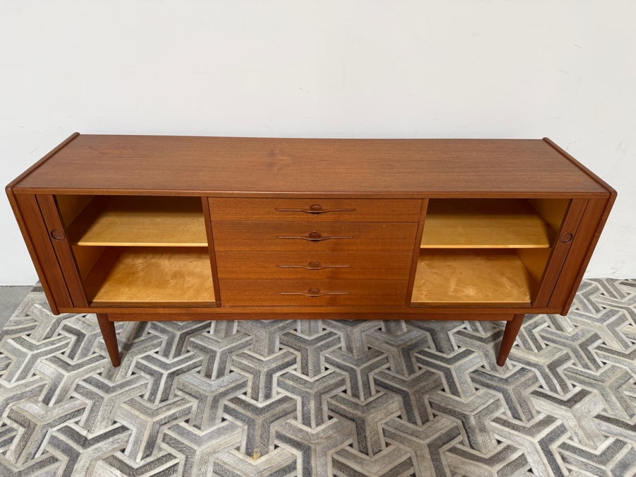 Harry Ostergaard For Randers Mobelfabrik Mid-Century Modern Teak Tambour Door Credenza 72W X 19D X 31H [Photo 5]