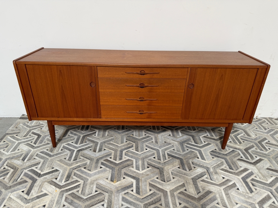 Harry Ostergaard For Randers Mobelfabrik Mid-Century Modern Teak Tambour Door Credenza 72W X 19D X 31H [Photo 3]