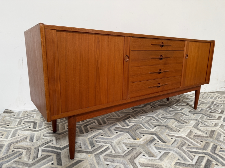 Harry Ostergaard For Randers Mobelfabrik Mid-Century Modern Teak Tambour Door Credenza 72W X 19D X 31H [Photo 11]