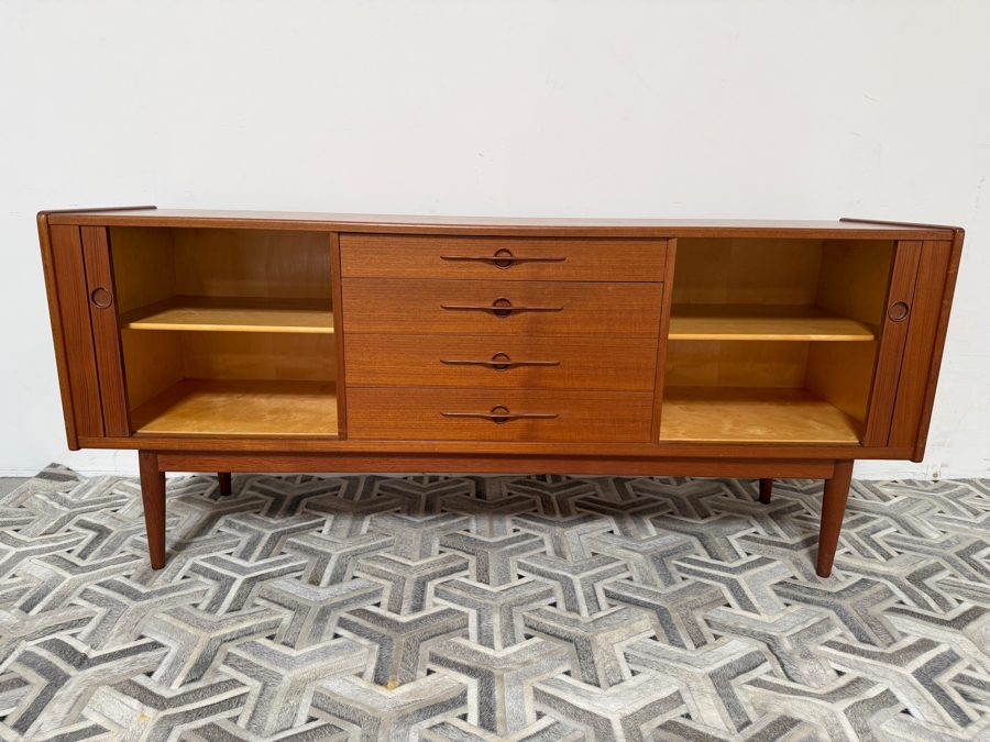 Harry Ostergaard For Randers Mobelfabrik Mid-Century Modern Teak Tambour Door Credenza 72W X 19D X 31H [Photo 4]