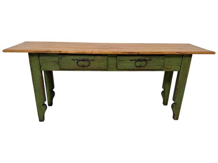 Wooden Painted Console Table With 2 Drawers 72W X 18D X 30H