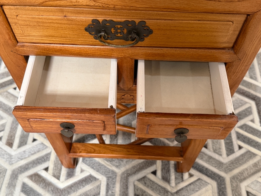 Vintage Chinese Elmwood Side Table 17W X 17D X 31.5H [Photo 7]