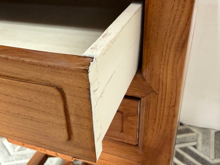 Vintage Chinese Elmwood Side Table 17W X 17D X 31.5H [Photo 6]