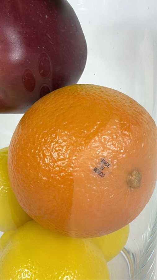 Glass Vase Filled With Realistic Faux Fruit Made In Mexico 12H [Photo 2]
