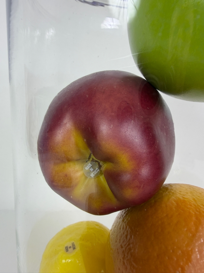 Glass Vase Filled With Realistic Faux Fruit Made In Mexico 12H [Photo 5]