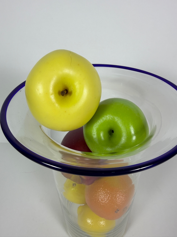 Glass Vase Filled With Realistic Faux Fruit Made In Mexico 12H [Photo 6]