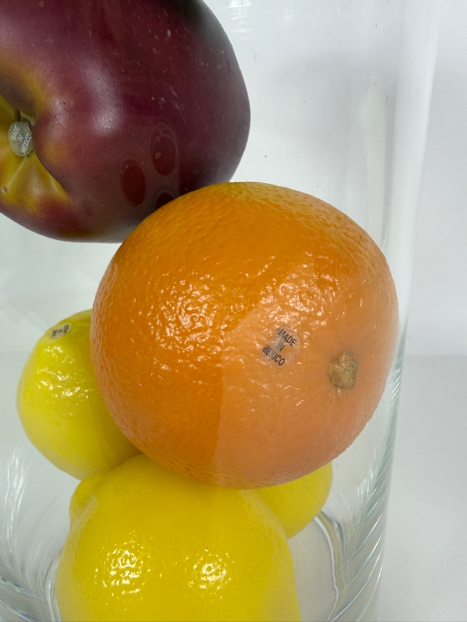 Glass Vase Filled With Realistic Faux Fruit Made In Mexico 12H [Photo 3]