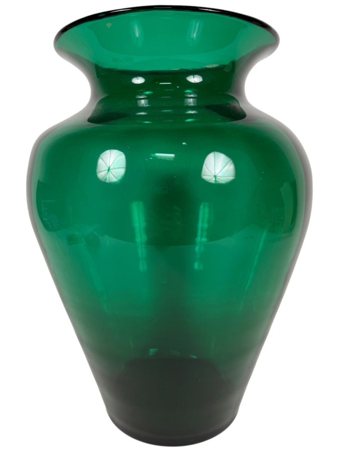 Vintage Green Glass Vase 14.5H
