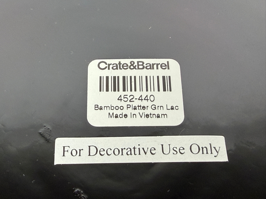 Crate & Barrel 18' Bamboo Green Lacquer Platter With Realistic Faux Fruit Made In Mexico [Photo 7]